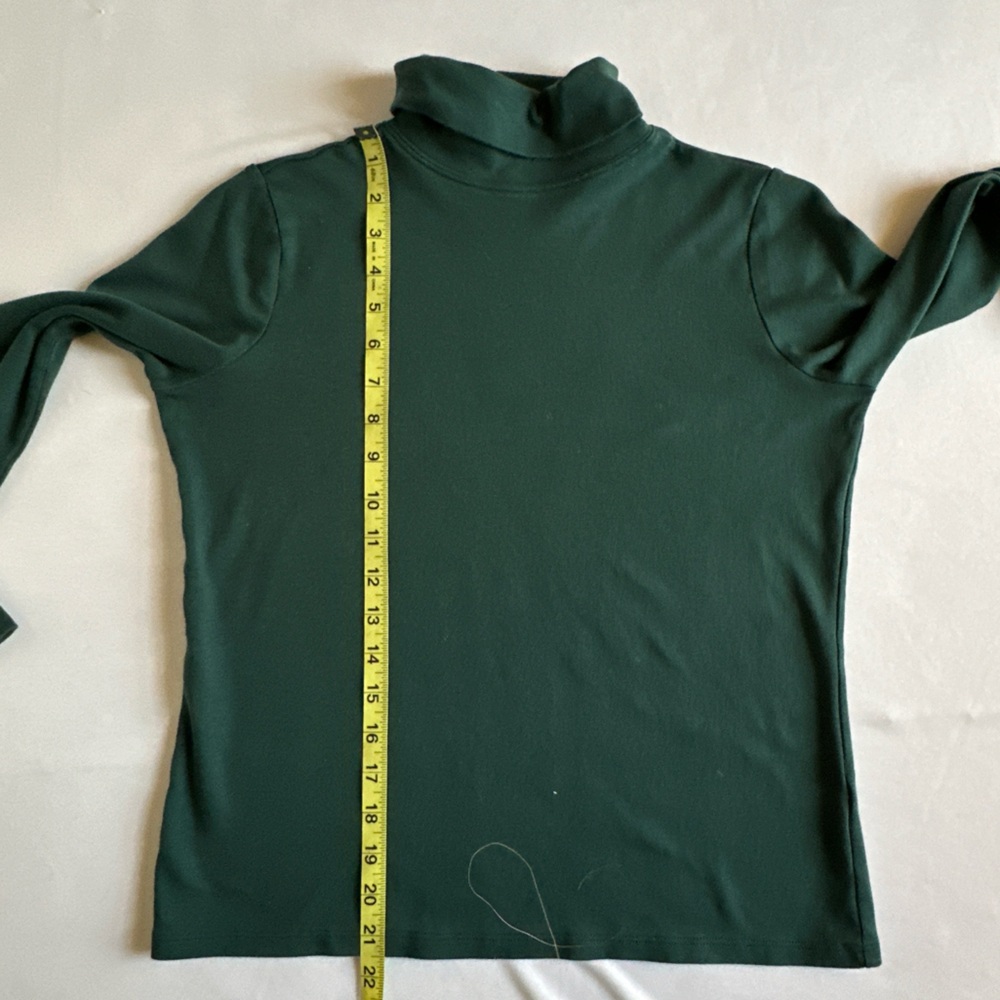L.L. Bean Dark Green Supima Cotton Women’s Dark Green Turtleneck Top - Picture 13 of 13